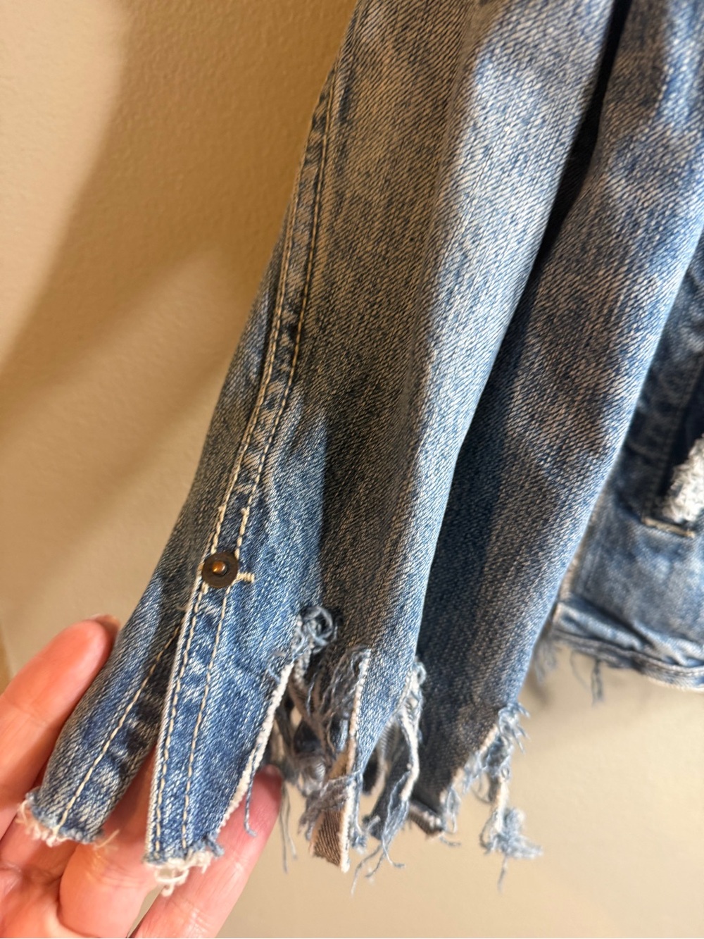 Custom Handmade Distressed Levi's Denim Trucker Jacket L Grunge Punk - Picture 10 of 16